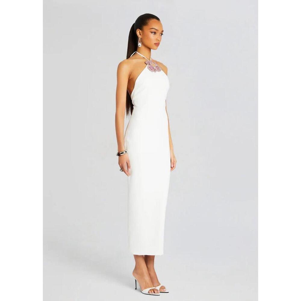 NWT $998 Retrofete Lexie Crystal Floral Wedding Bridal White Beaded Midi Small - Picture 7 of 10